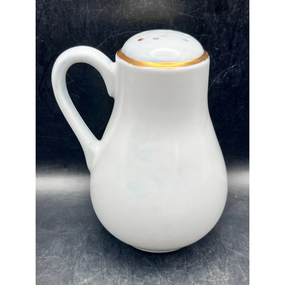 Vtg Hand Painted Forget-Me-Not Porcelain Sugar Shaker Muffineer‎ Gold Trim 5